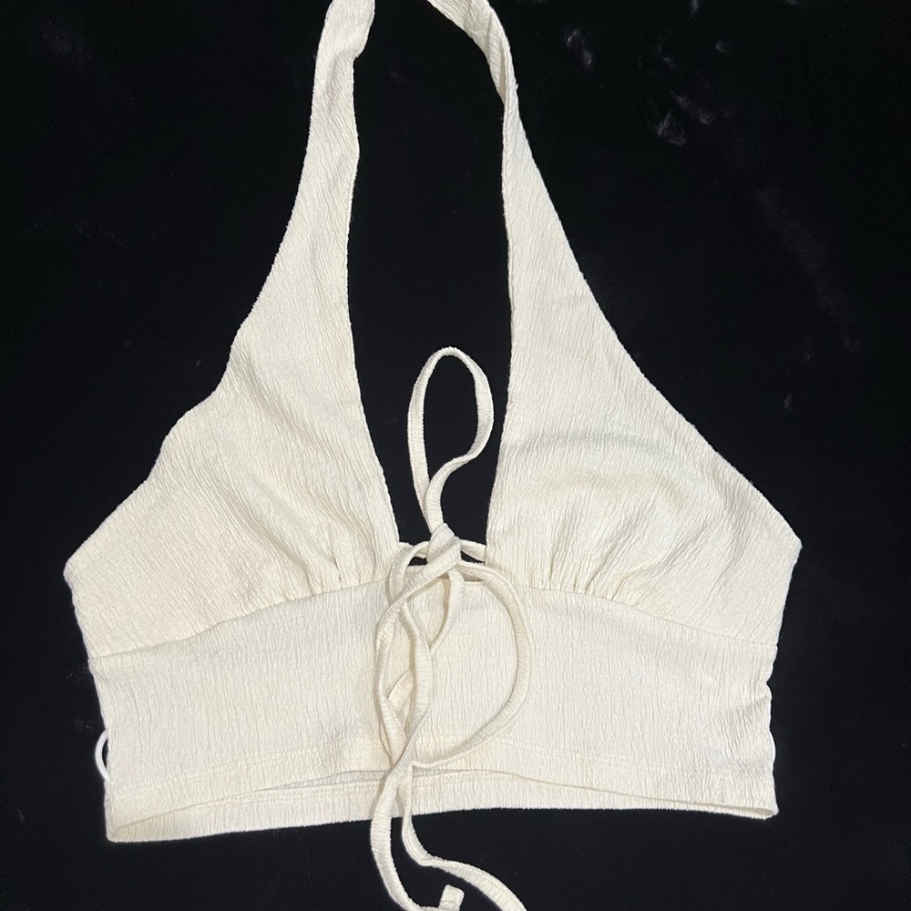 🆕 Urban Outfitters Cream Valeria Halter Top, Women's Size Medium - Picture 6 of 10
